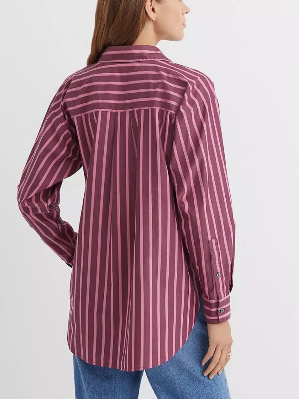 LOFT Mauve and Pink Striped Button-Down Shirt - Picture 2 of 8